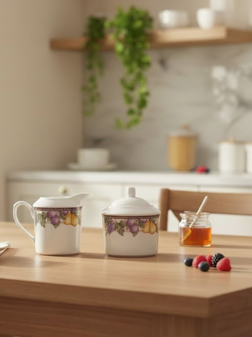 American Atelier Mosaic Fruit Creamer & Sugar Bowl